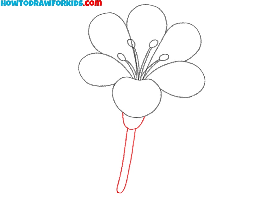 Sketch the flower base and stem