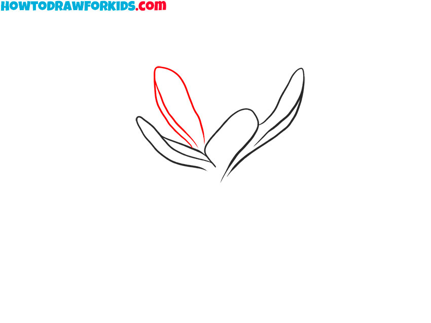 Draw a tall petal above the left side