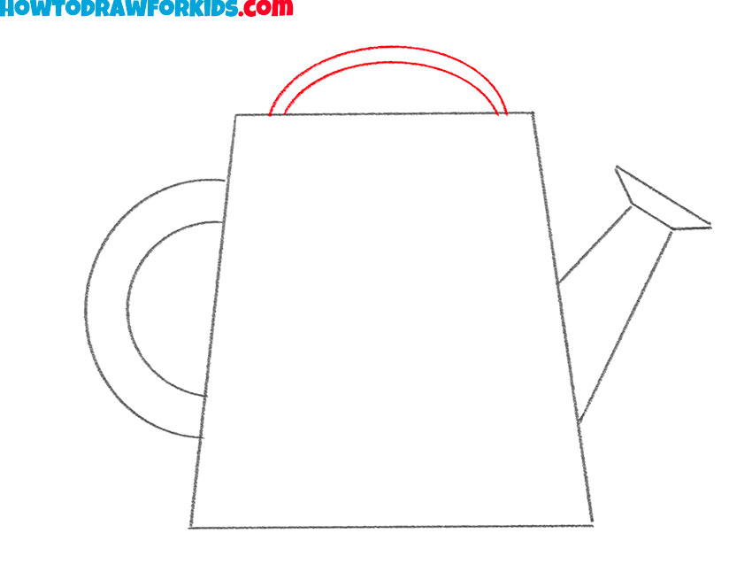 Draw the watering can top handle