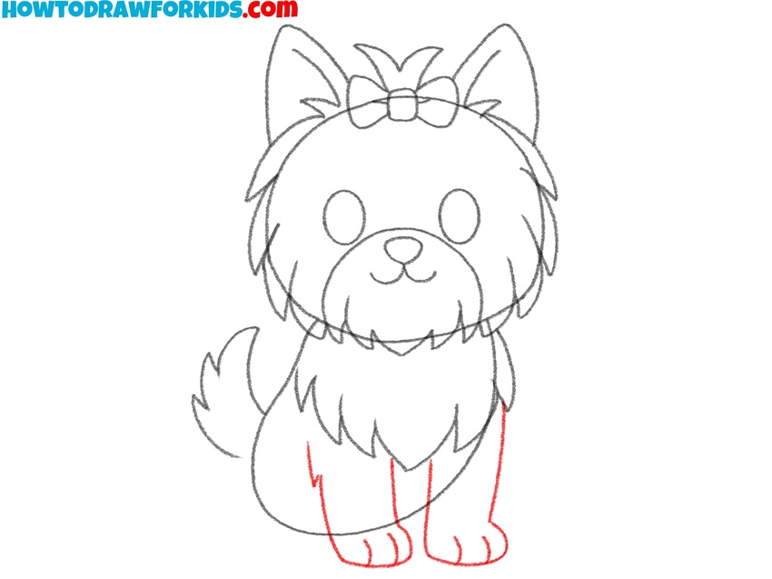 Sketch the front legs and paws