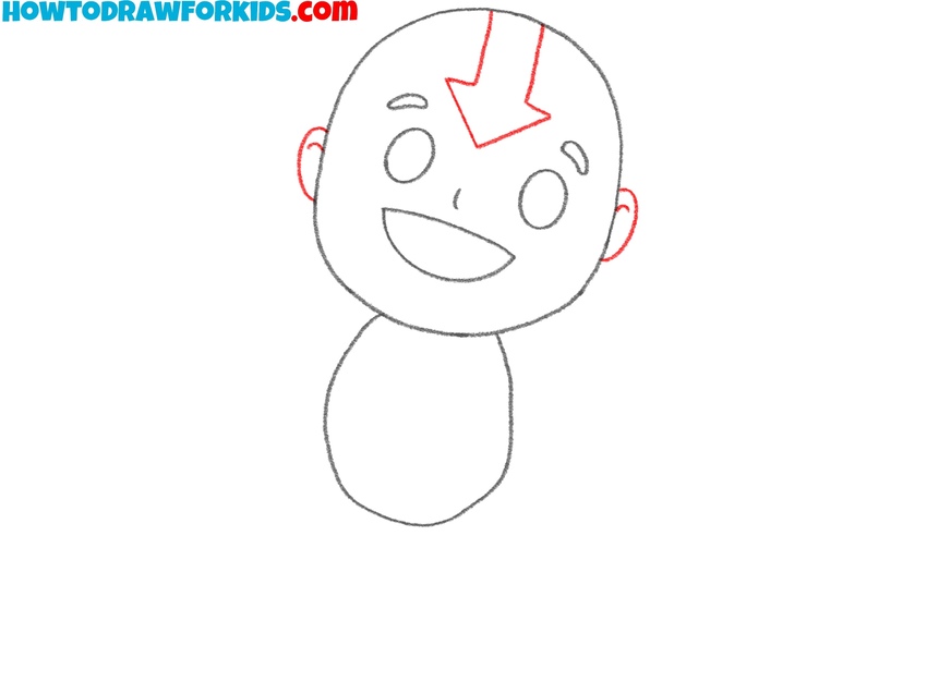Sketch the arrow tattoo and ears