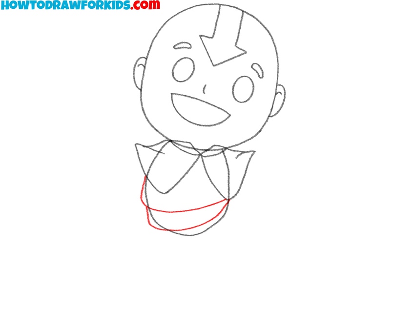 Sketch the lower section of the robe
