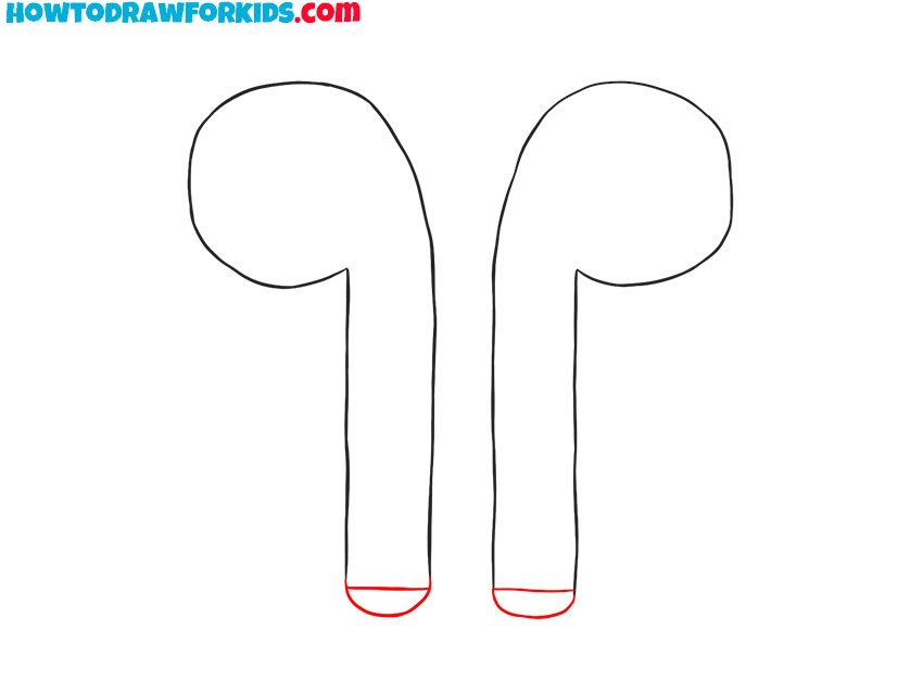 Draw the lower caps of the AirPods