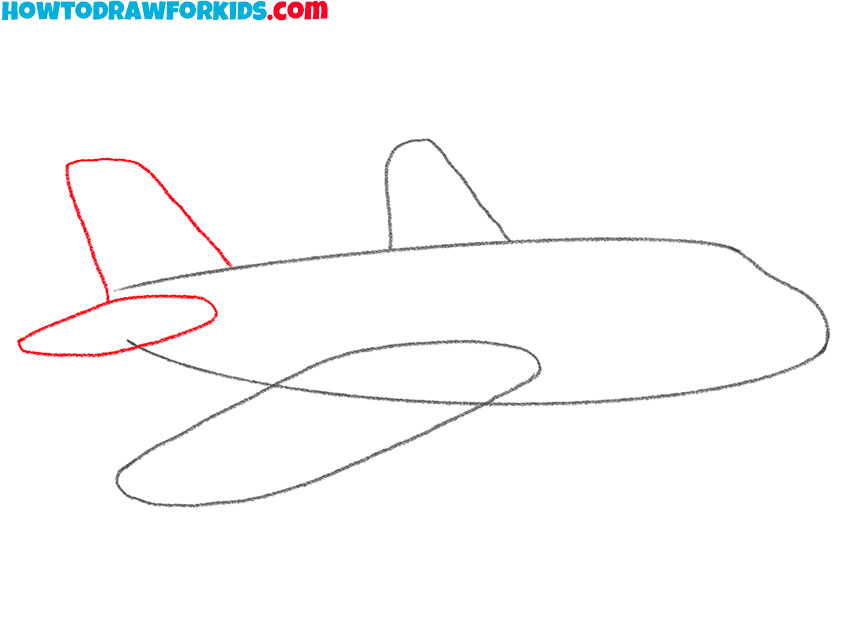 Draw the airplane tail fin