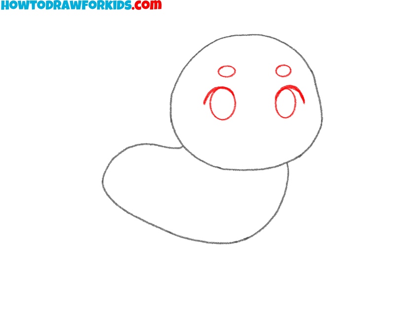 Draw the large anime eyes and eyebrows