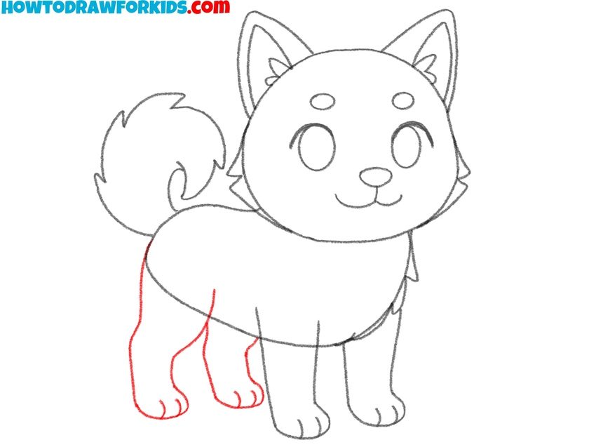 Add the rear legs and paws