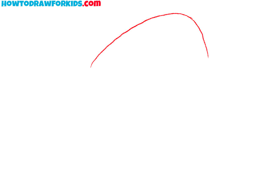 Sketch the upper edge of the ear