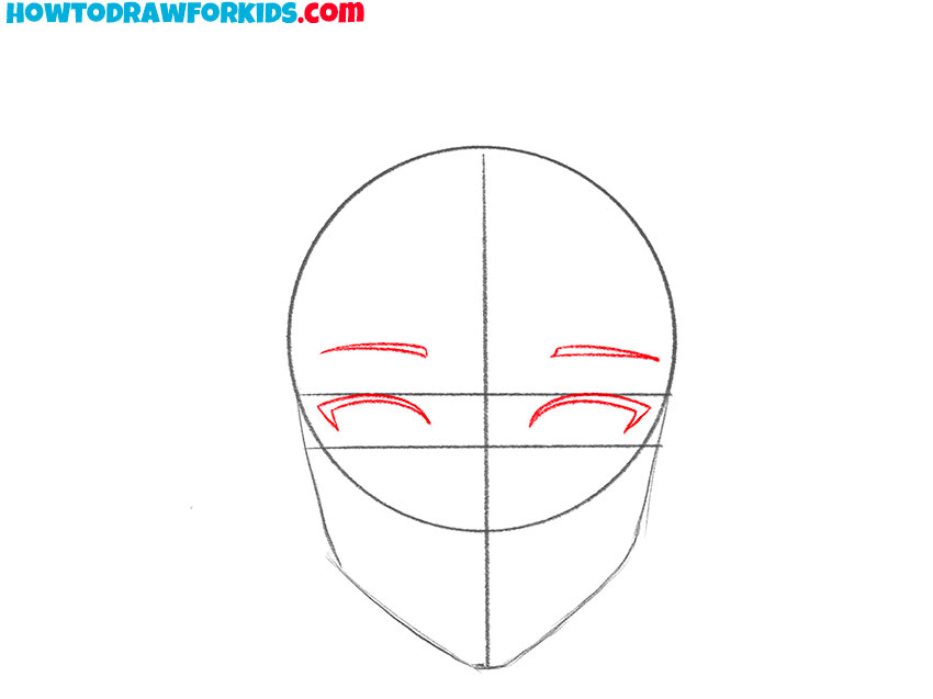Sketch the eyebrows and upper eyelids