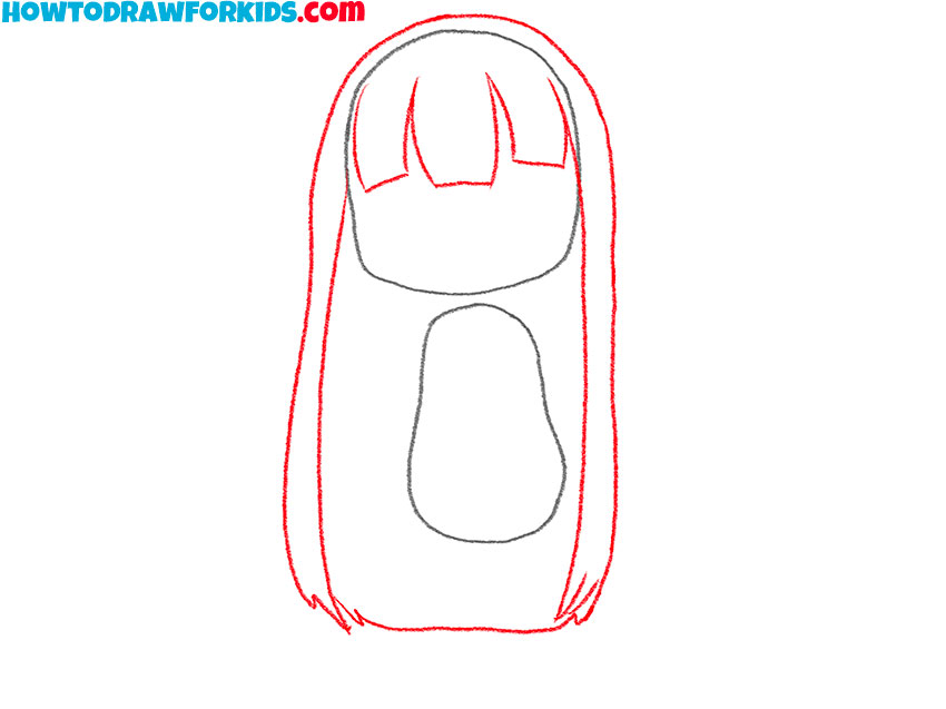 Draw the long anime hair outline