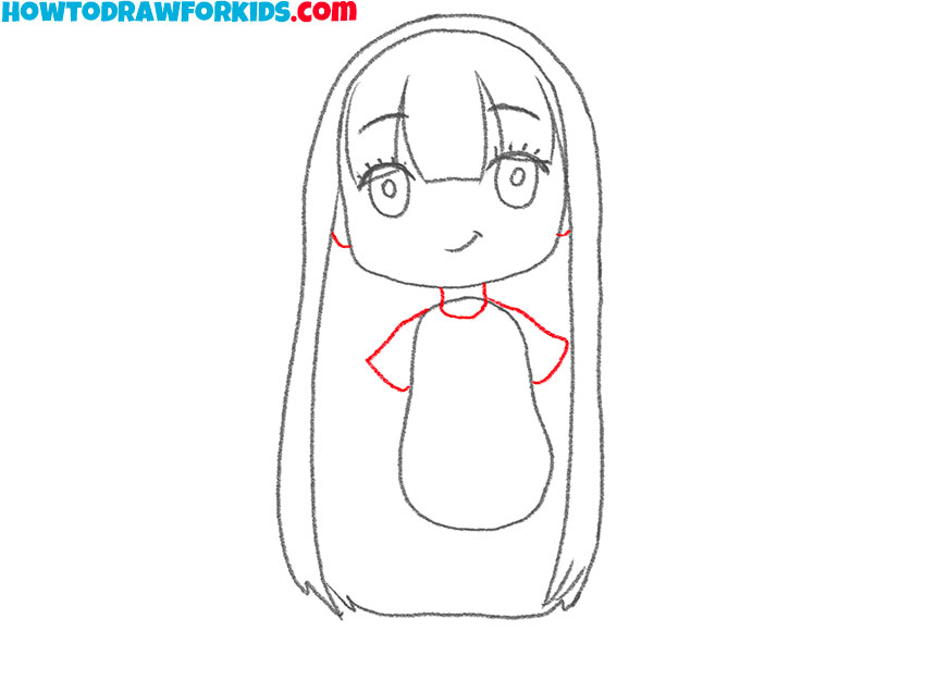 Outline the collar and top of dress