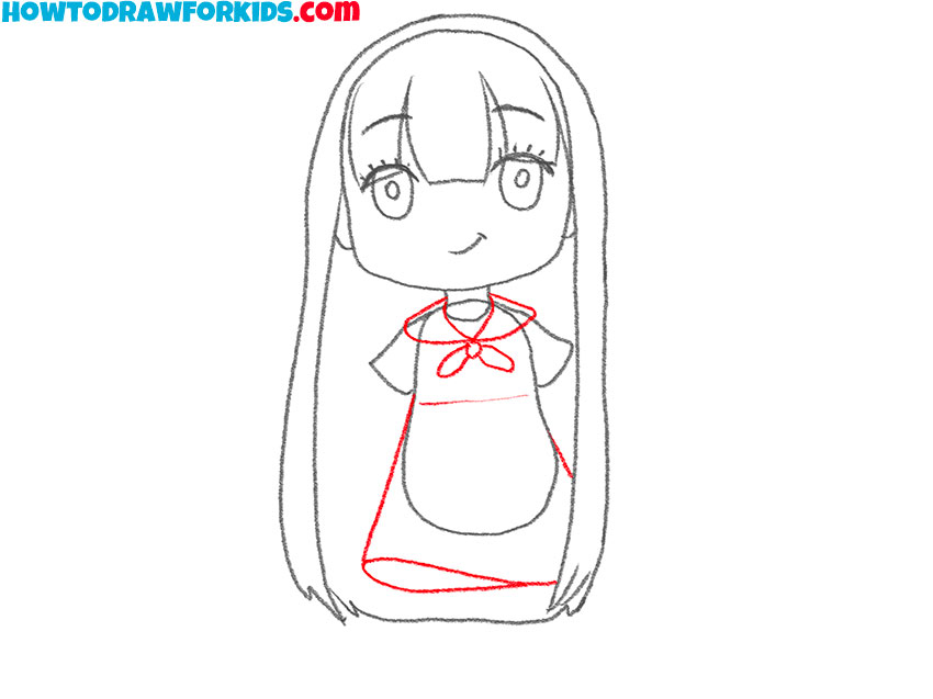 Sketch the bow and complete the dress