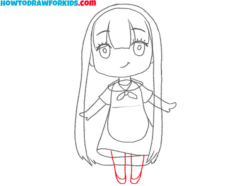 Sketch the legs and shoes