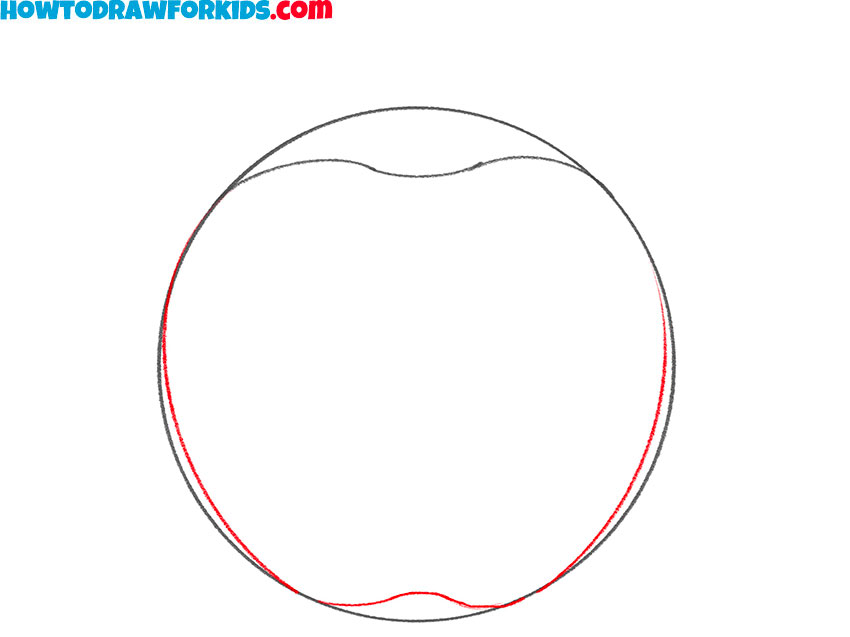 Draw the apple’s bottom dip