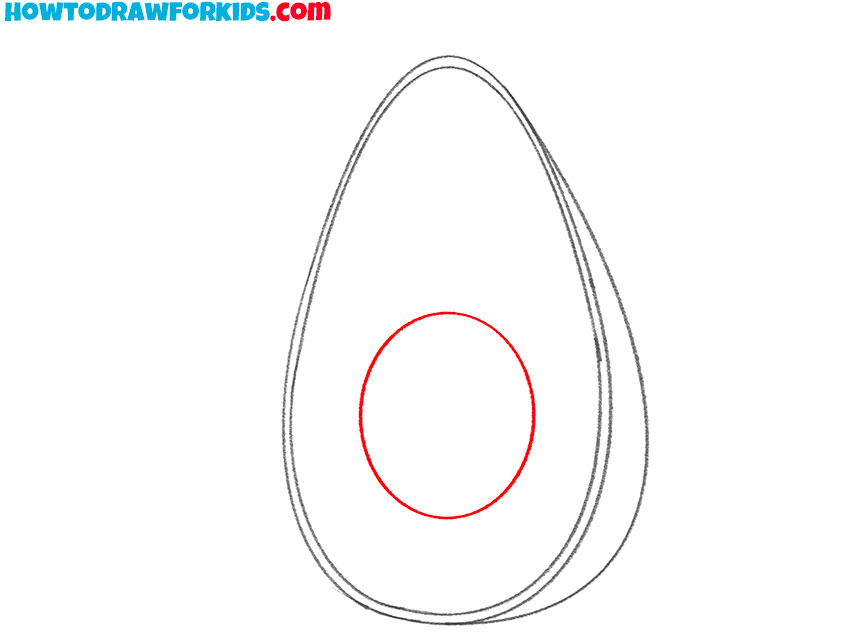 Sketch the round avocado seed