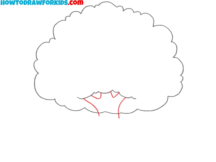 Draw the branches under the oak crown