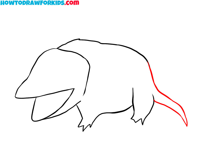 Draw the tail of the opossum