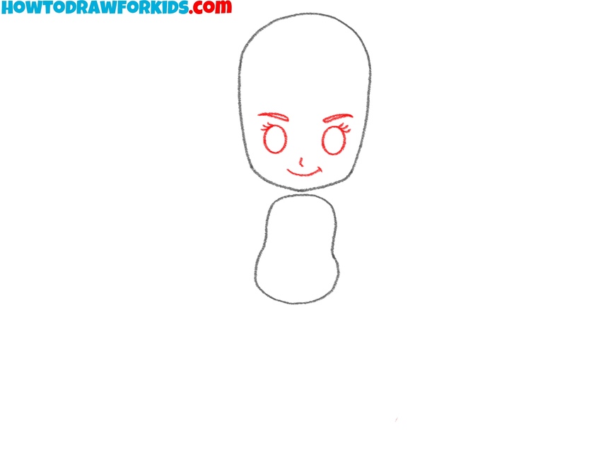Draw the character’s facial features