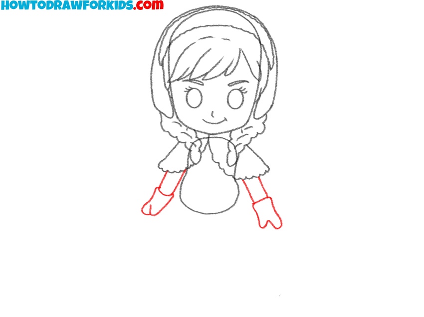 Sketch the arms and mittens