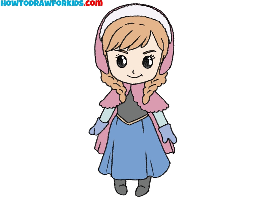 Paint Anna’s face, dress, and hair