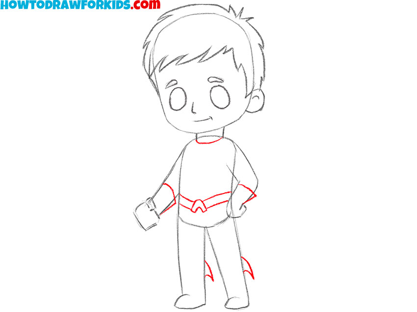 Add the belt, collar, and costume lines