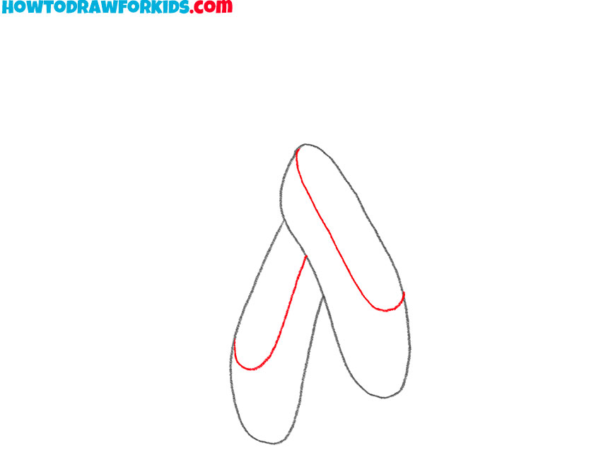Sketch the inner openings of the ballet shoes