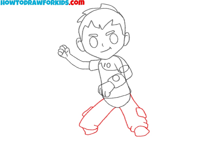 Draw Ben 10’s legs and cargo pants