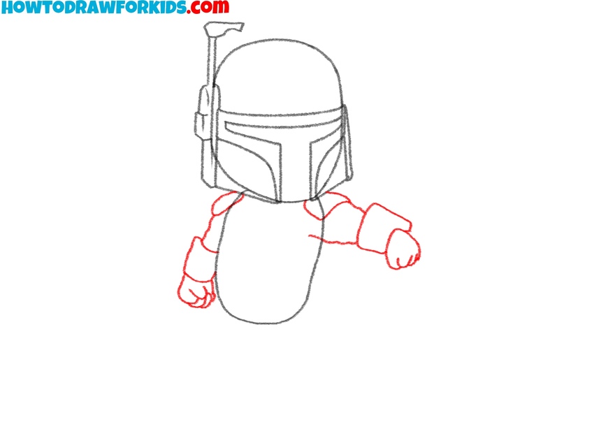 Sketch the arms and fists