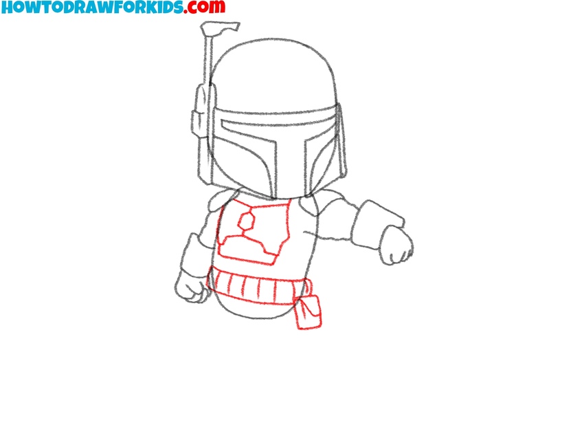 Draw Boba Fett’s chest armor and belt