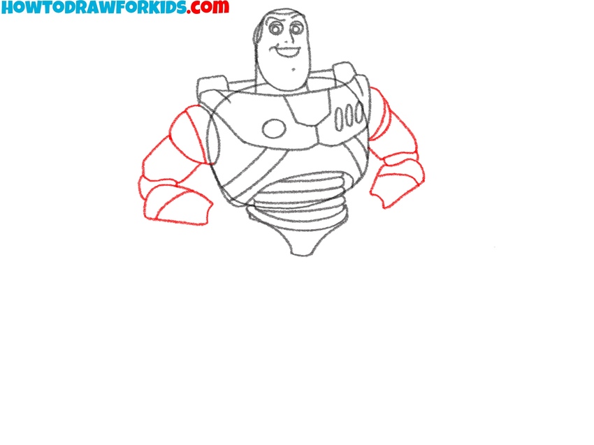 Draw the left and right arms