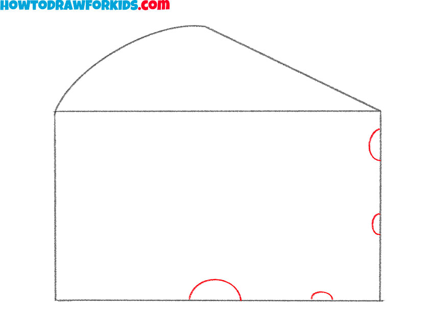 Start drawing the cheese holes