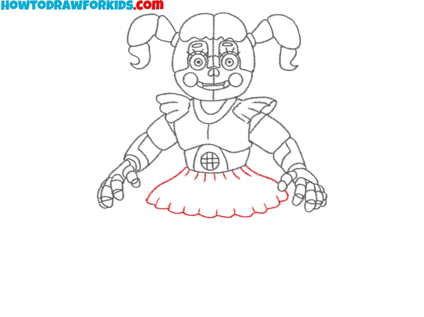 Draw the skirt of Circus Baby