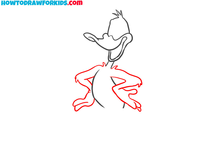 Illustrate Daffy Duck’s arms on his hips