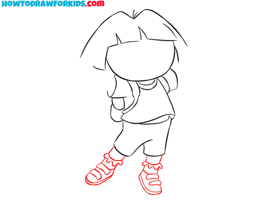 Draw Dora’s sneakers and socks