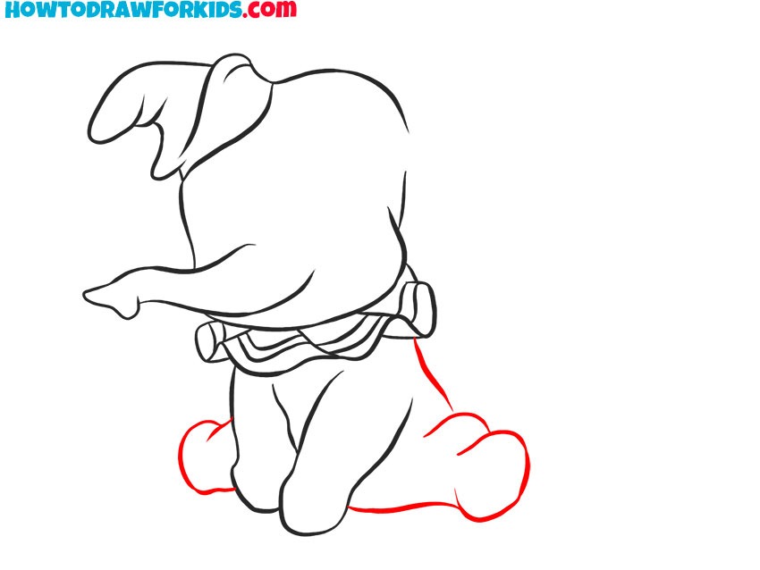 Sketch the elephant’s rear legs