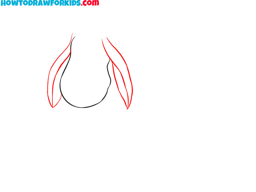 Draw the floppy ears on Eeyore’s head