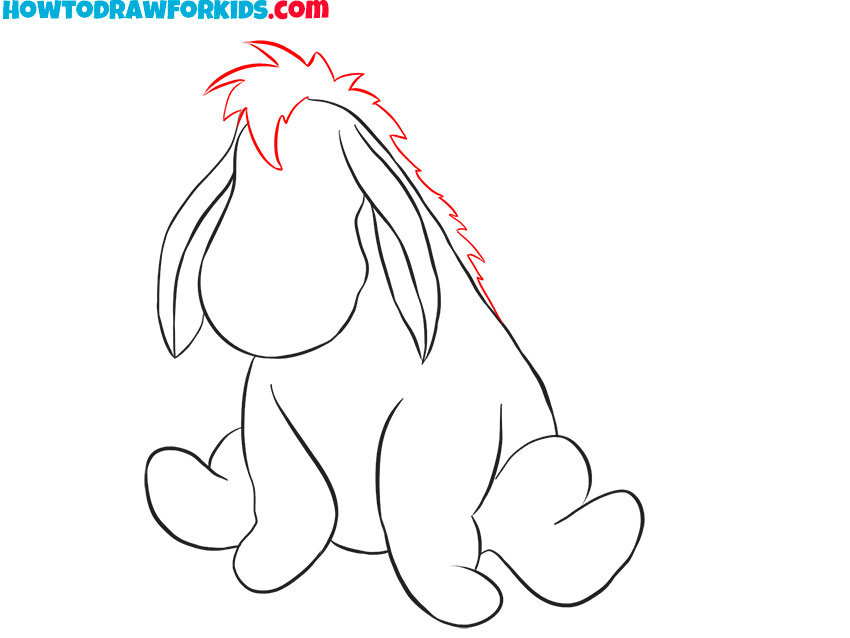 Draw Eeyore’s mane along the neck