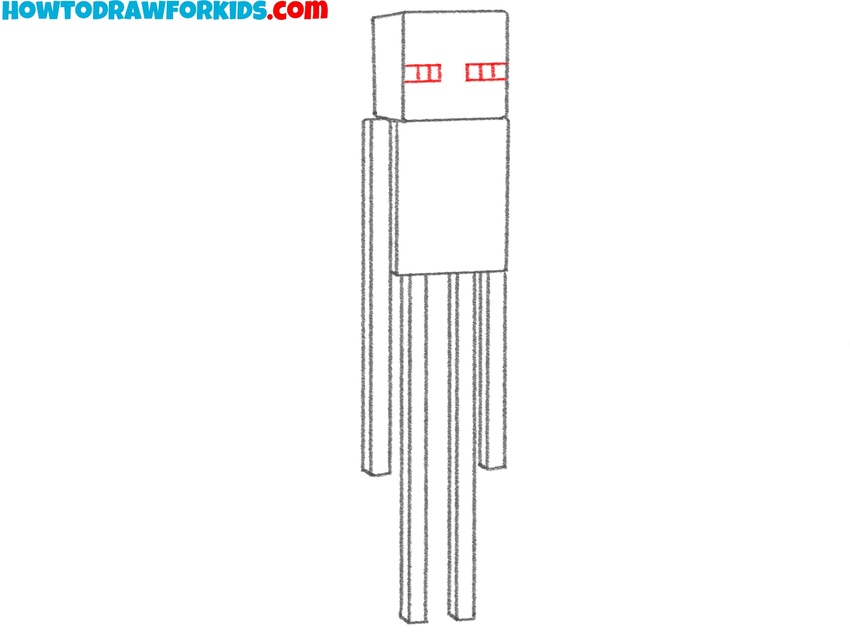 Draw Enderman’s facial details.