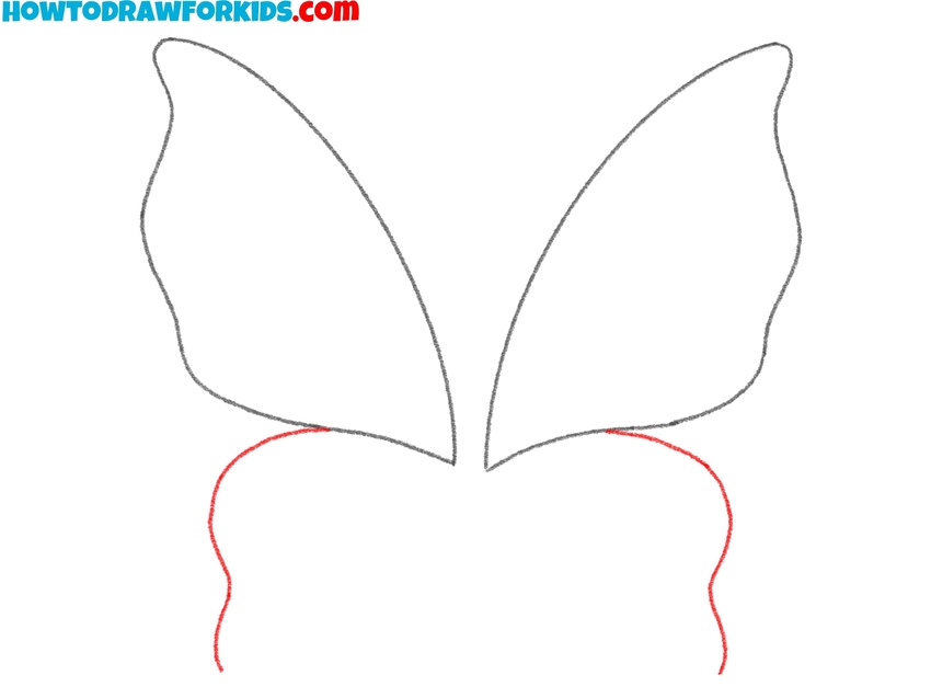 Start sketching the lower wing outlines