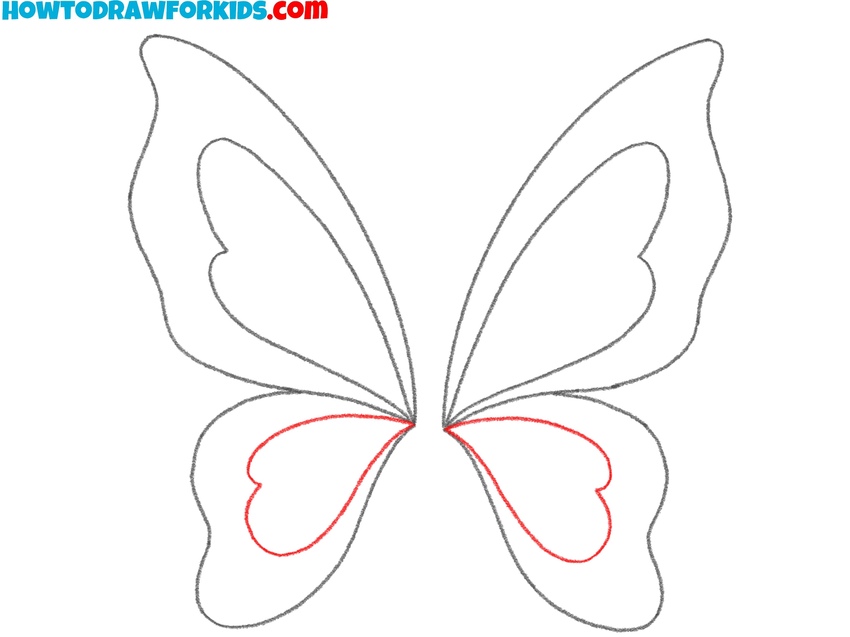 Sketch the lower wing decorations