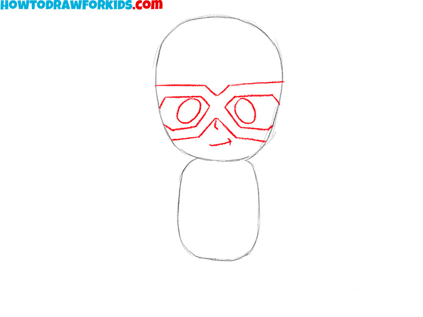 Draw the facial features and mask of Falcon