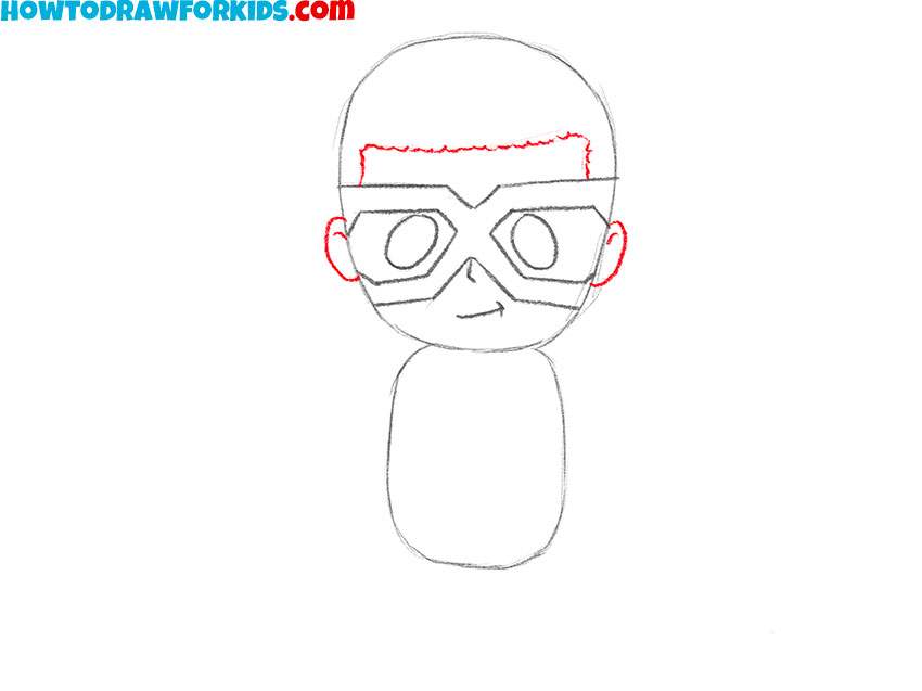 Add the hero’s hair and ears