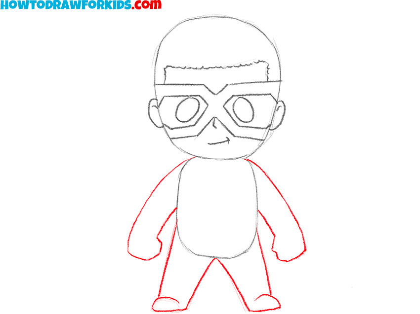 Sketch Falcon’s simple arms and legs