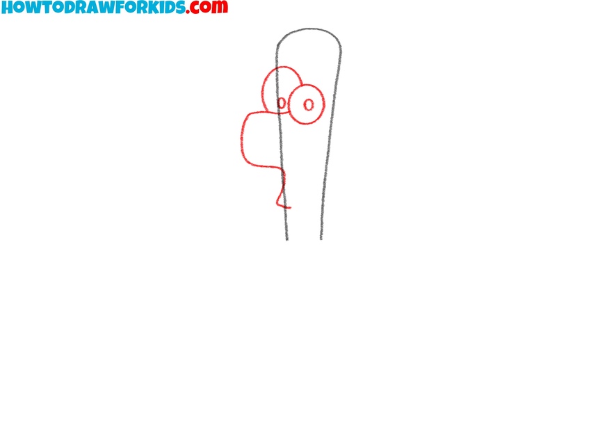Illustrate Ferb’s eyes, nose, and mouth