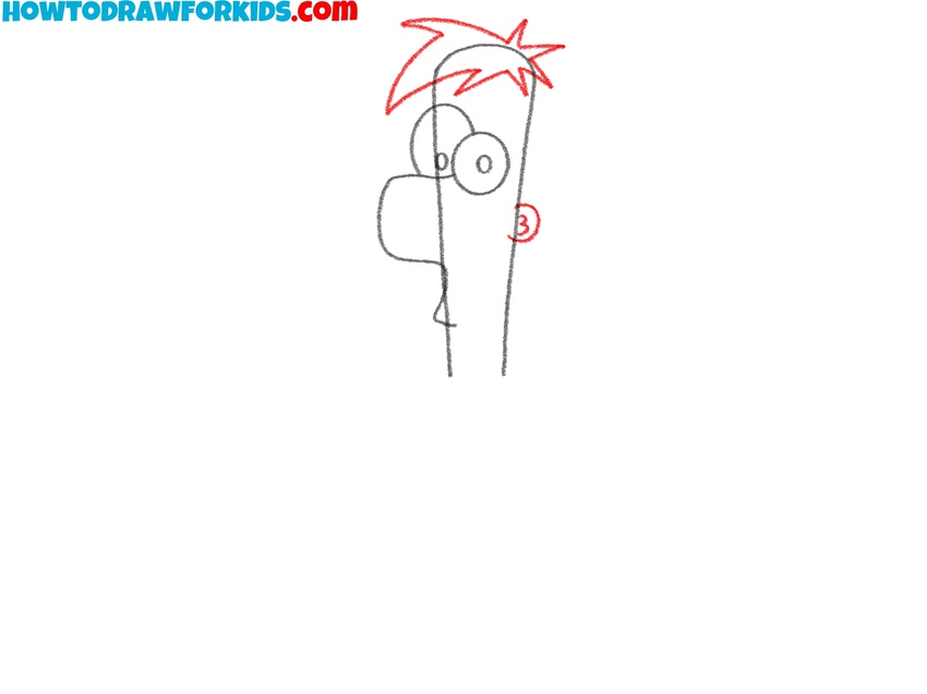 Add the spiky hair and ear