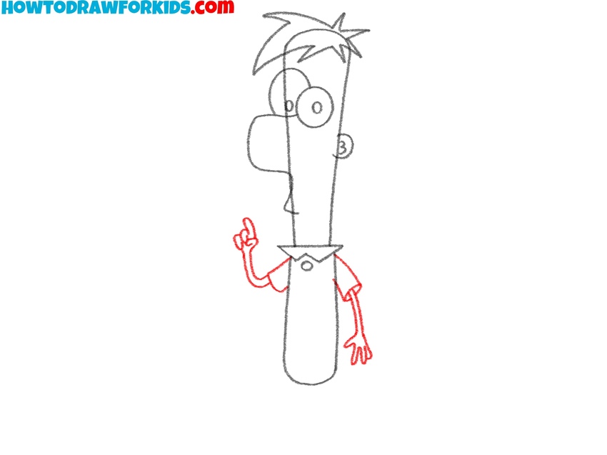 Sketch the short sleeves and thin arms