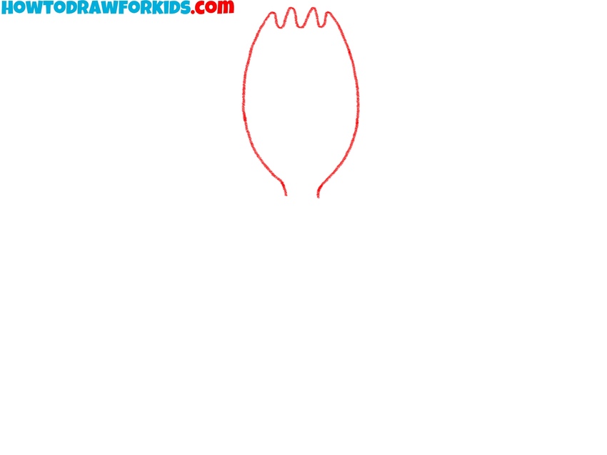 Sketch the rounded spork head
