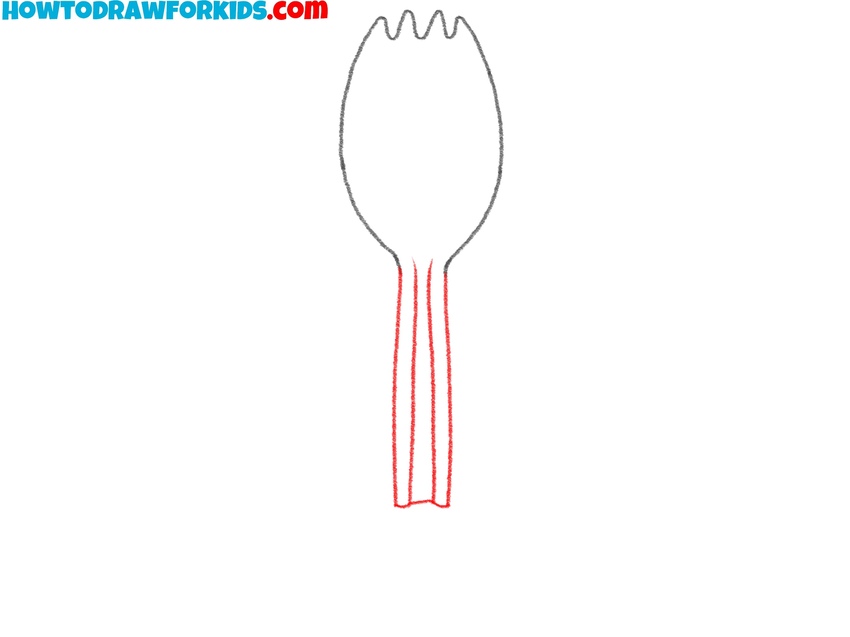 Draw the narrow body of Forky