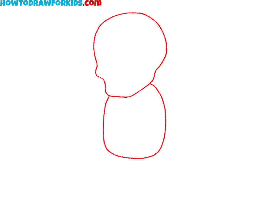 Sketch the skull and torso shape