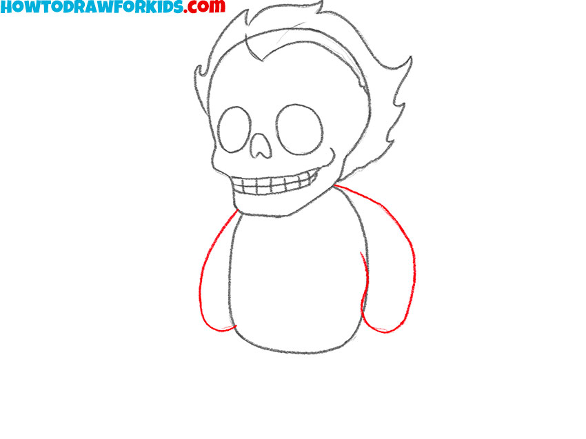 Draw Ghost Rider’s arms and hands