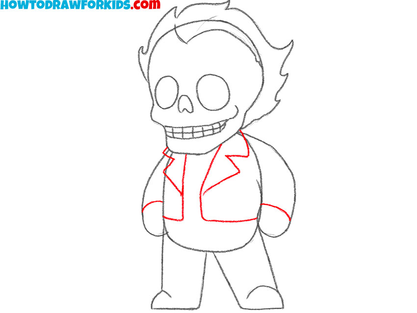 Draw Ghost Rider’s leather jacket details